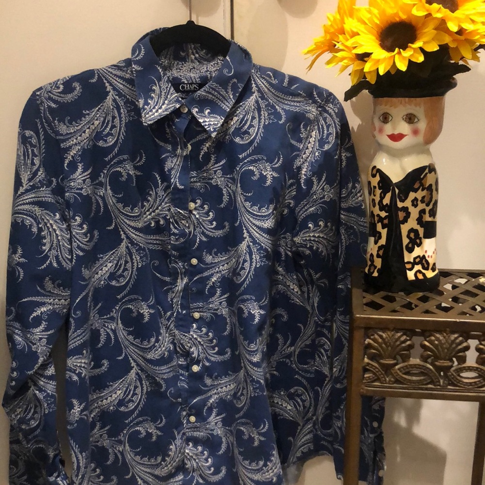 Vintage CHAPS button-down. no iron- just laundered and this is how it looks!!